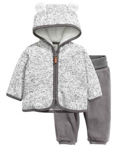 Ventes en gros de sweats à capuche vintage en laine mélangée pour bébés et nourrissons, ensembles de vêtements unisexes - Product Image 2