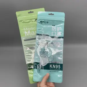 Custom Print Face mask Packaging Bag Self Seal KN95 N95 Plastic Resealable Medical Packing Surgical Grade Zipper Bag Clear Pouch