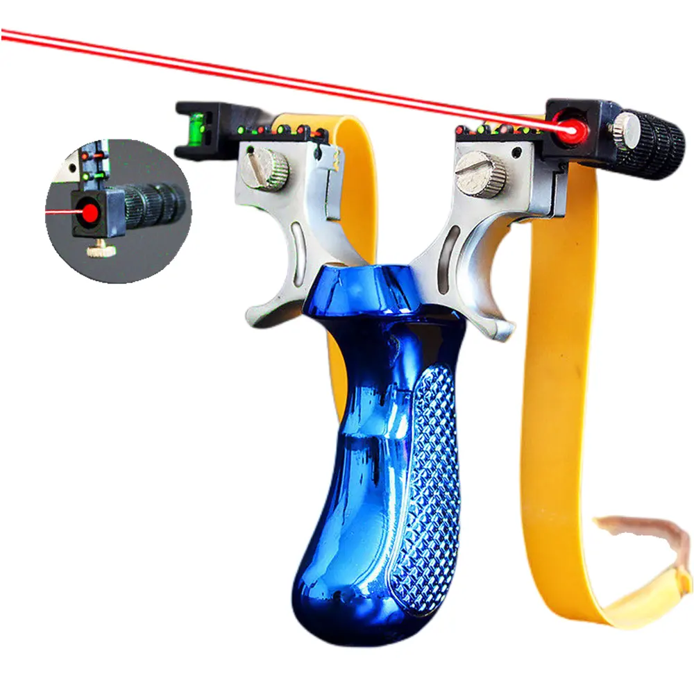 New Style Big Power High Precision New Outdoor Hunting Slingshot Laser Aiming Slingshot Using Flat Rubber Band