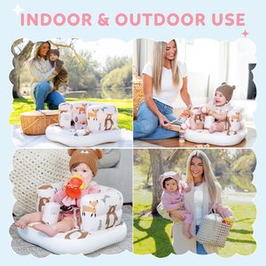 Silla inflable para bebé con arnés de seguridad, bomba incorporada y base antideslizante – Asiento para bebés de 3 a 36 meses, portátil - Product Image 6