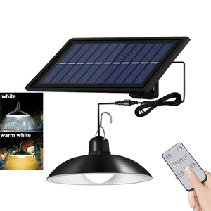 <b>Solar</b> Pendant Light Outdoor Waterproof LED <b>Lamp</b> Double-head Chandelier Decorations With Remote Control for Indoor Shed Barn Room - Product Image 1