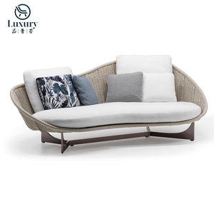 Juego de Sofás Seccionales de Lujo para Patio, Modernos, para Exteriores, para Villas, Hoteles y Patios, con Estructura de Acero Inoxidable, Resistentes al Agua, de Ratán, Cómodos - Product Image 4