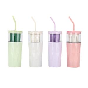 Tasse thermos Youka à double usage Paille de séparation du thé sous vide à double couche en acier inoxydable 304 Portable pour voyage tasse à café en plein air - Product Image 2