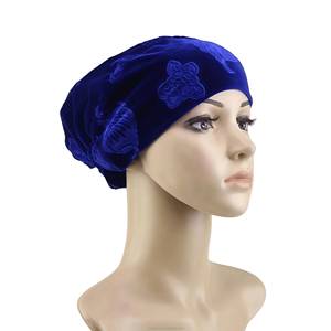 Pañuelo para la cabeza de mujer, estilo africano, musulmán, con diseño de terciopelo YASEEN, color liso, trenzado, transpirable y ecológico, al por mayor. - Product Image 6