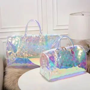 Verbringen Sie eine Nacht über Nacht Tasche Wap Laden Bling Bling Pink Travel Tote Duffle Gepäck Klare PVC-Taschen