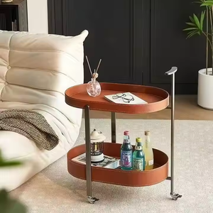 Table basse mobile extensible moderne en métal avec design en cuir de selle pour salon, meubles de maison <span class=keywords><strong>Kingpower</strong></span> KP-D130 - Product Image 6