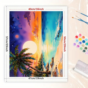 Kit de Pintura por Números de Playa para Adultos - Atardecer en la Playa con Palmeras, 16x20 Pulgadas, Arte sin Marco para Decoración del Hogar o Regalos - Product Image 2
