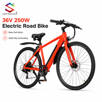 Vélo de route électrique 36V 250W avec moteur arrière, 7 vitesses, cadre en acier pour adultes, idéal pour les trajets urbains