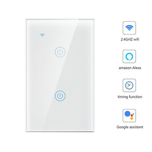 Para Tuya Smart <span class=keywords><strong>Touch</strong></span> Panel Smart <span class=keywords><strong>Switch</strong></span> WIFI + BLE 2 Gang US Brasil estándar Durable Single Neutral Wire Control remoto 10A - Product Image 3
