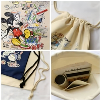 Sac à linge en toile grande capacité avec cordon de serrage en coton pour la maison, les voyages, le rangement en dortoir et l'organisation de la vente au détail