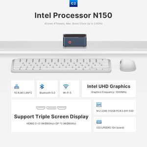 Origimagic C2 Mini PC Intel Twin Lake-N150 3.6GHz 12GB DDR5/512GB SSD kép 4k USB 3.2/wifi 5/BT 5.0 Ba hiển thị cho nhà - Product Image 5