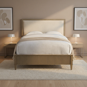 MYHOME 2026 Cadre de <span class=keywords><strong>lit</strong></span> <span class=keywords><strong>double</strong></span> en bois massif de chêne, design classique français, mobilier de chambre de haute qualité, style hôtelier moderne - Product Image 1