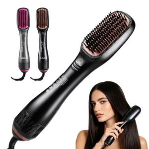 0728 Custom 2-in-1 Thermal Brush 3-level Professional Hair Straightener 360. Rotating Cord Anti-scald Ceramic Hot Comb - Product Image 3