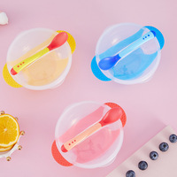Cuillère à ventouse et couvercles bols pour bébé avec impressions assorties Tranche d'âge 0-12 mois en matériau PP sûr