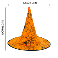 Cappello da Strega LED Luminoso per Costume di Halloween, Stampa Ragnatela, Cappello Illuminato per Adulti per Feste e Cosplay, Decorazione Arancione Viola Bianca
