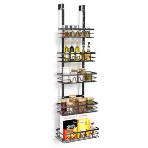 Nieuw Binnen Multifunctioneel Keukenmandenrek Heavy-Duty Metaal Boven De Deur Opknoping Pantry Organizer Rack