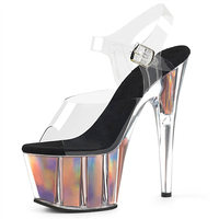 Sandales à talons hauts pour femmes de 17 cm avec plateforme en cristal, idéales pour la pole dance, défilés de mode et à bout ouvert, grandes tailles
