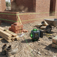 Livella Laser Rotante Autolivellante Verde 360° 4D 16 Linee Orizzontali e Verticali Strumento di Misurazione Fai-da-te per Rilevamenti Portata 150ft