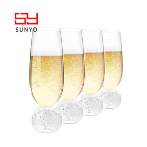 SUNYO Lead-free Crystal <strong>Champagne</strong> Glasses With Custom Bubble Base Luxury 7 Oz Clear <strong>Champagne</strong> <strong>Flutes</strong> Wedding <strong>Champagne</strong> <strong>Flutes</strong> - Product Image 6