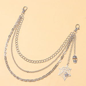 โซ่คล้องกางเกงโลหะรูปหัวกะโหลก สีเงินทิเบต หลายชั้น สไตล์โกธิค ลายใยแมงมุม สำหรับใส่ลำลองสไตล์ฮิปฮอป - Product Image 6