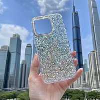 Vente en gros coque de téléphone de luxe en silicone Tpu résine époxy pailletée bling souple style Ins coréen pour iPhone 13 14 15 16 Pro Max