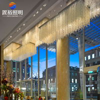 Lustre LED carré personnalisable en verre et métal pour plafond intérieur, idéal pour décorer hôtels, restaurants, maisons, villas, centres commerciaux, éclairage stable