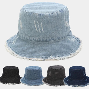 Nuevo Retro rasgado Denim Sunbonnet mujeres verano cubo sombrero pescador sombrero protector solar protección solar sombrero Unisex Panamá gorra - Product Image 1