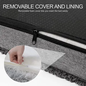 Cama de espuma viscoelástica para perros, cubierta de terciopelo, camas para mascotas, impermeable, lavable, felpa grande para accesorios para perros