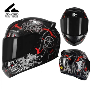 Casque de <span class=keywords><strong>moto</strong></span> intégral de course en ABS à vente chaude en gros 2025 avec visière double taille XL certifié DOT - Product Image 1