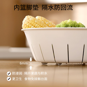 Double Layer Vegetable Washing Basket With Drain Basin For Kitchen Use White PP Material - Product Image 3