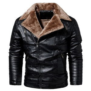 Heren winter motorjas van PU leer met bontkraag, rits, waterdicht, ademend, casual design - Product Image 3