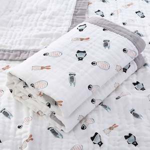 Bear Print Six-Layer Woven <b>Muslin</b> <b>Baby</b> Swaddle Wrap Cartoon Pattern <b>Blankets</b> - Product Image 5