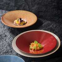 Assiette à vaisselle en céramique de grande valeur de style japonais Nouvelle assiette profonde pour assiette à pâtes pour salade de restaurant d'hôtel