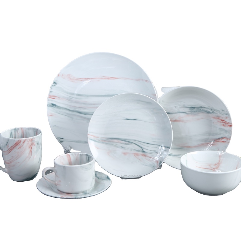 Flower Design Dinner Plates White Ceramic