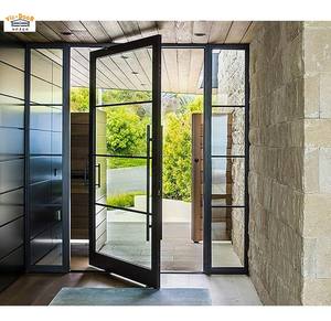 Porte pivotante en aluminium et verre pour villa et appartement, porte pivotante centrale, portes à rotation, cadre noir, entrée intérieure, portes en verre hors axe - Product Image 3