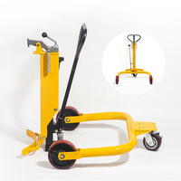 Chariot élévateur hydraulique portable pour fûts d'huile de 55 gallons, capacité 550 lbs, avec pince bec d'aigle et base en U