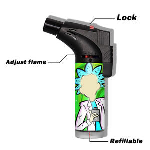 TECHNO Portable High Quality OEM ODM Custom Logo <b>Refillable</b> <b>Gas</b> Luxury Blue Flame Powerful Jet Slant Torch <b>Lighter</b> for Cigar - Product Image 2