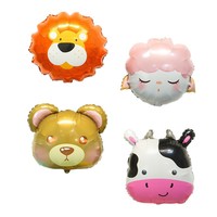 Ballon en aluminium motif animal de dessin animé mignon pour la décoration de fête d'anniversaire de bébé, centre commercial, activité scolaire, photo