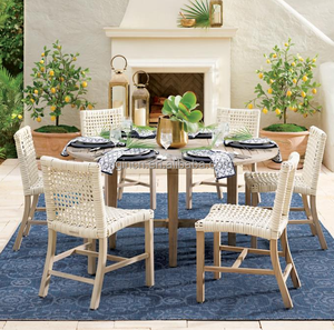 Muebles de Patio de Estilo Moderno para Exteriores, Resistentes a la Intemperie, con Mesa de Comedor Redonda Premium y Seis Sillas de Teca, Juego de Muebles de Madera Hechos a Mano - Product Image 4