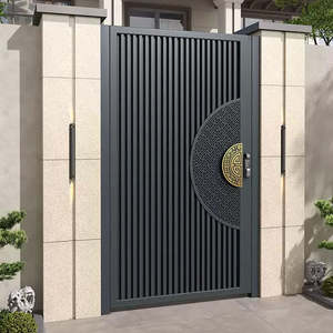 <span class=keywords><strong>Portail</strong></span> de cour en aluminium personnalisable avec finition noire thermolaquée <span class=keywords><strong>et</strong></span> porte d'accès piétonne intégrée pour villa - Product Image 4