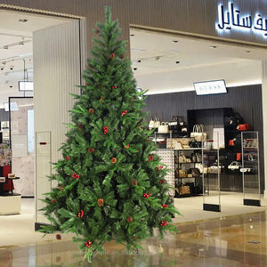 Árbol de Navidad Verde Ecológico de Lujo de 7 Pies - PVC y PE Premium con Piñas/Bayas Rojas y Base Metálica para Decoración del Hogar/Centro Comercial - Product Image 6