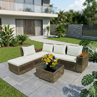 Ensemble de canapés d'extérieur en rotin de luxe moderne, fabrication directe du Vietnam, avec coussins blancs imperméables, pour villa, appartement, jardin