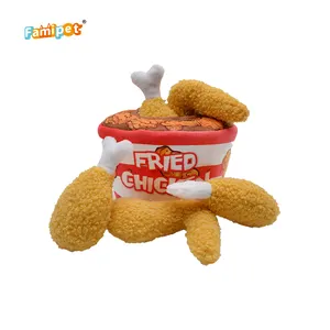 Famipet Custom New Designer Fried Chicken Series Soft Stuffed Squeaky Dog Toy Plush Pet Toy for Dogs