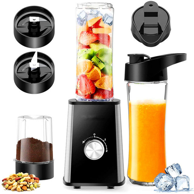 Smoothie Blender Personal Blender for Shakes and Smoothies With 2 BPA-Free 600ML Portable Blender Bottles