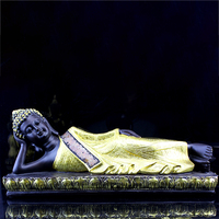 Statue de Bouddha en résine artisanale chinoise antique Fengming, noir et or, 365x100x145mm, 1,45kg, emballage cadeau, objet de collection, bouddhisme