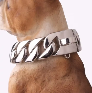 Collari di Lusso Dorati per Cani Grandi, Catene Hip Hop per Animali Domestici, Kit Guinzaglio, Accessori per Animali, Collare a Catena Cubana per Cani - Product Image 5