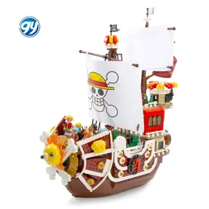 Ribuan Sunny perahu kapal bajak laut 1 buah Luffy blok pendidikan figur bangunan mainan anak mangas anime Figurine hadiah