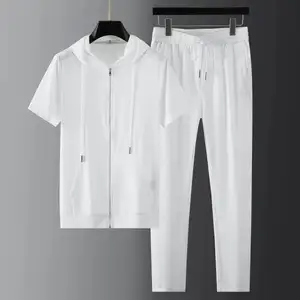 2023 Summer Men Outfit Set Neues dünnes Sporta nzug Herrenmode Kurzarmhemd Hose 2-teiliges Set