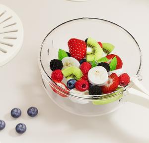 ตะกร้าระบายน้ำสองชั้นแบบพับได้อเนกประสงค์พร้อมที่จับสำหรับการเก็บรักษาความสดใหม่ในห้องครัวที่บ้าน - Product Image 5