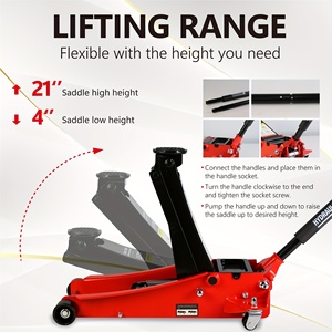 Gato Hidráulico de Servicio para Automóviles de <span class=keywords><strong>1.5</strong></span> Toneladas, Resistente, Negro, de Acero, para Garaje, Gato de Servicio para Automóviles de 3 Toneladas - Product Image 4